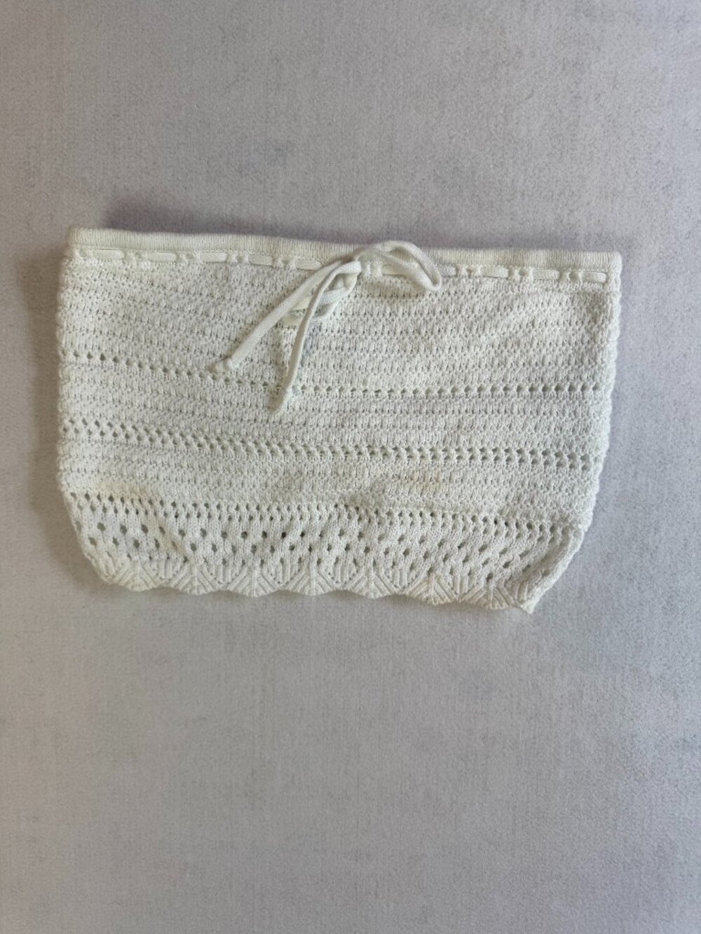 Crochet Hollister White Tube Top with Tie Front Small